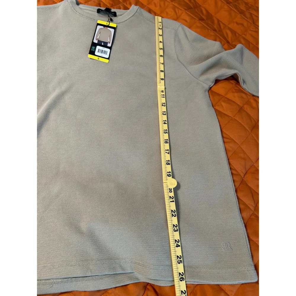 Banana Republic Men's Waffle Knit Long Sleeve Henley Crew Neck Shirt Size S Tan